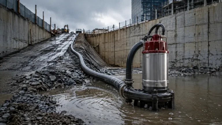 Погружной насос для откачки воды из строительного котлована