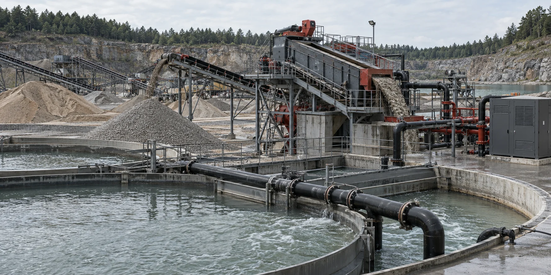 Промывка песка и щебня с оборотной системой воды
