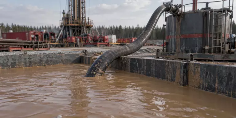 Перекачка бурового раствора из сборной ёмкости на строительной площадке