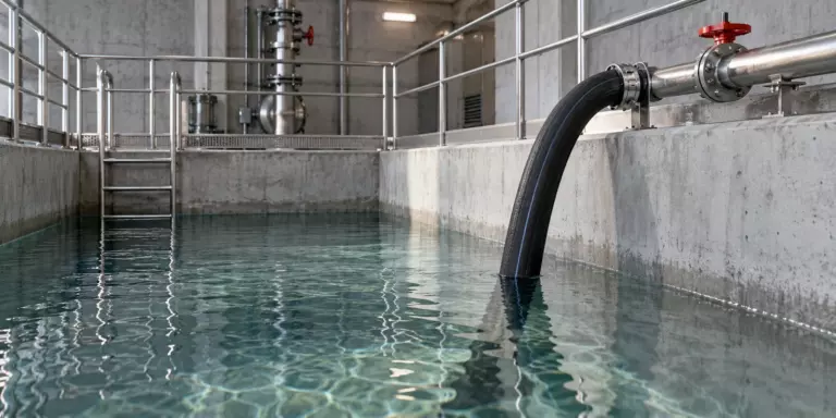 Откачка чистой воды из резервуара водопроводной станции по напорной линии