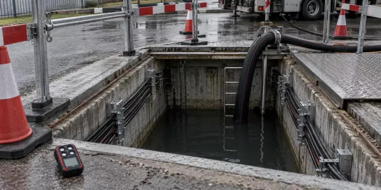 Откачка кабельного колодца с контролем доступа и газа
