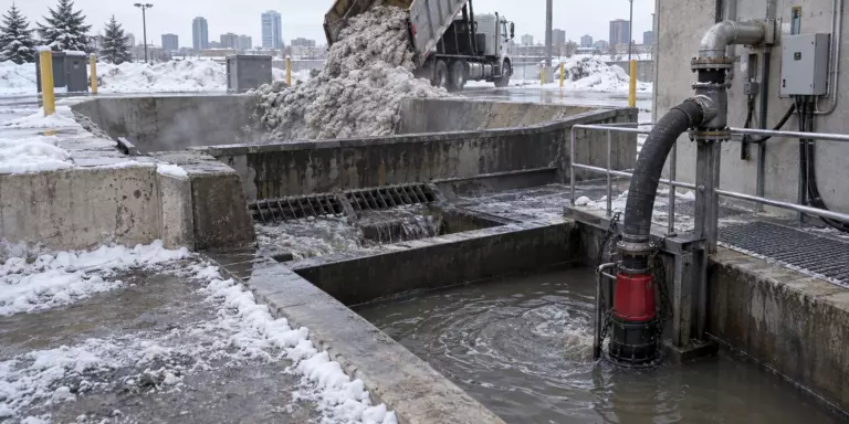 Снегоплавильная станция с погружным насосом для отвода талой воды